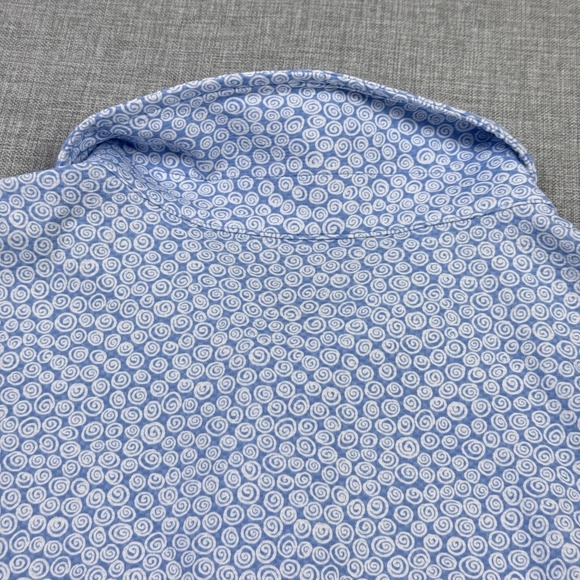 B. Draddy Sport Polo Shirt Mens Medium Blue Geometric Nylon Spandex Collared - Picture 13 of 13